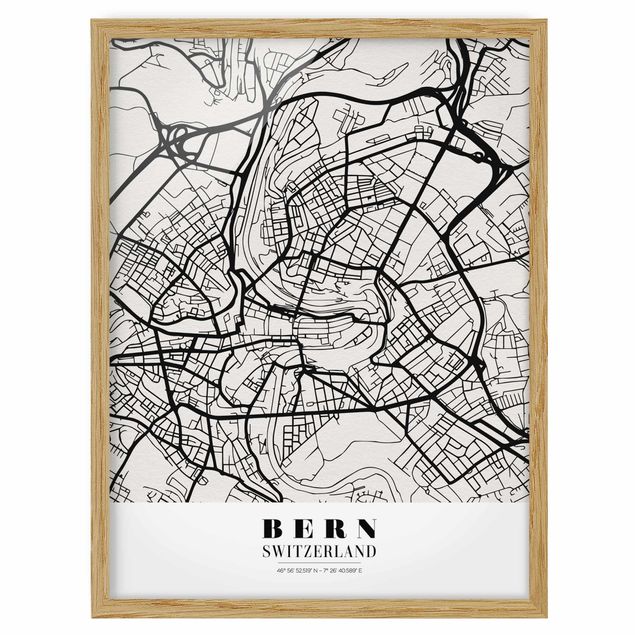 Poster con cornice - Bern City Map - Classic - Verticale 4:3