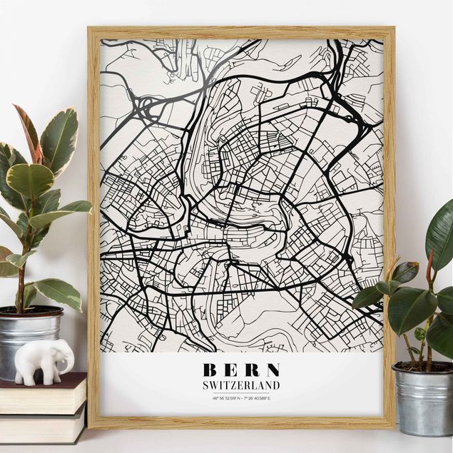 Poster con cornice - Bern City Map - Classic - Verticale 4:3