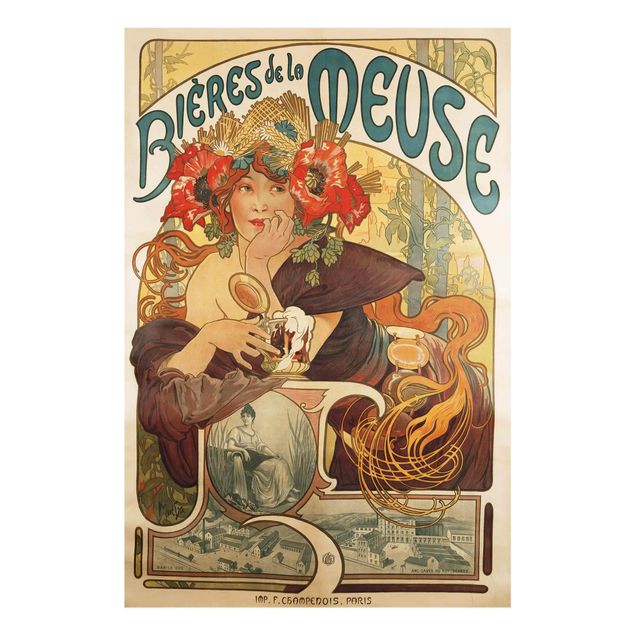 Quadro in vetro - Alfons Mucha - Poster For La Meuse Beer - Verticale 3:2