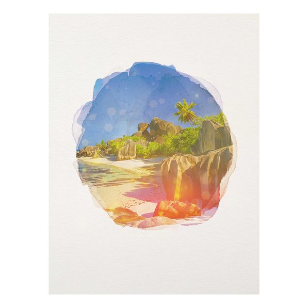 Quadro in vetro - Acquerelli - Dream Beach Seychelles - Verticale 4:3