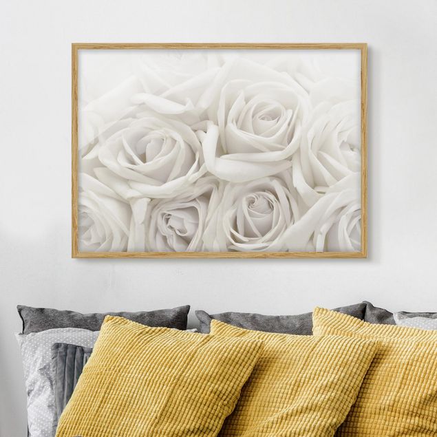 Poster con cornice - White Roses - Orizzontale 3:4