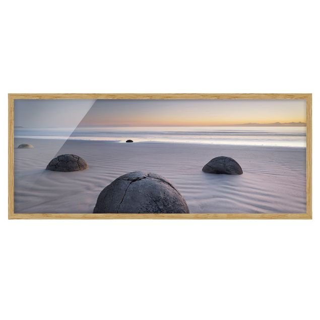 Poster con cornice - Moeraki Boulders Nuova Zelanda - Panorama formato orizzontale
