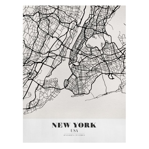 Quadri su tela Mappa di New York - Classica