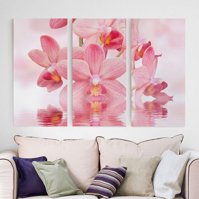 Quadri su tela con orchidee Orchidea rosa chiaro sull'acqua