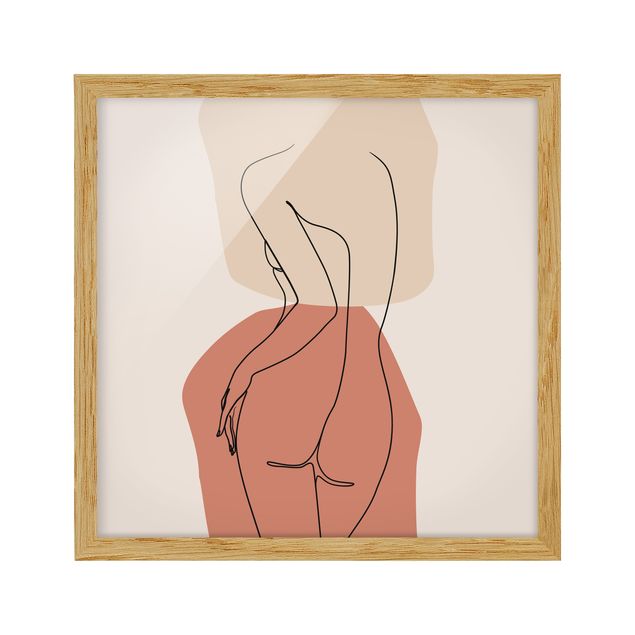 Poster con cornice - Line Art Woman Back Brown - Quadrato 1:1