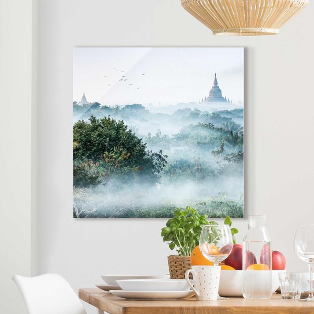 Lavagna magnetica in vetro Nebbia mattutina sulla giungla di Bagan