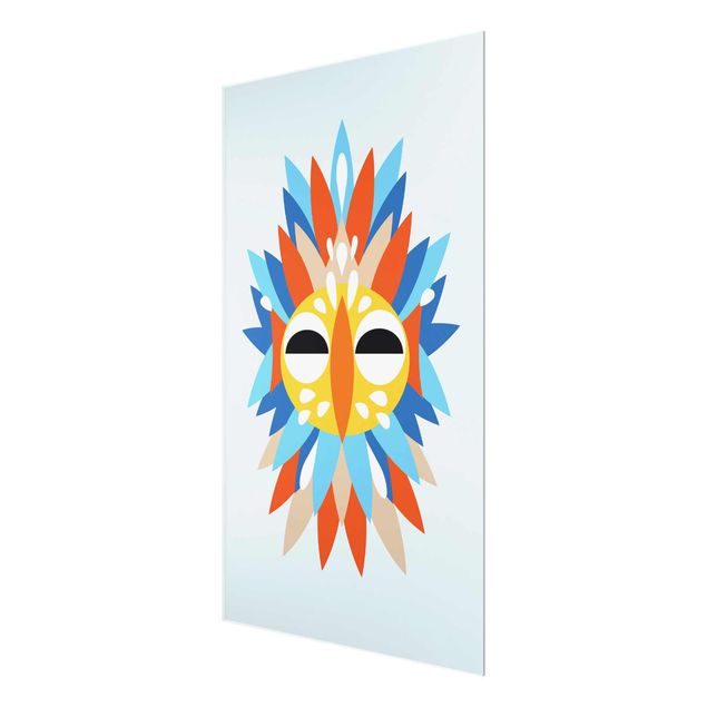 Quadro in vetro - Collage Mask Ethnic - Parrot - Verticale 3:2