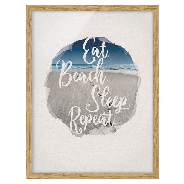 Poster con cornice - Acquerelli - Eat.Beach.Sleep.Repeat.