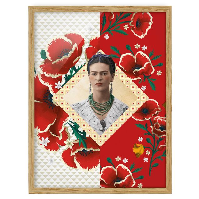 Poster con cornice - Frida Kahlo - Poppies - Verticale 4:3