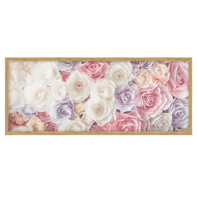Poster con cornice - Pastello Rose Di Carta D'Arte - Panorama formato orizzontale