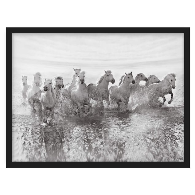 Poster con cornice - White Horses In The Sea - Orizzontale 3:4