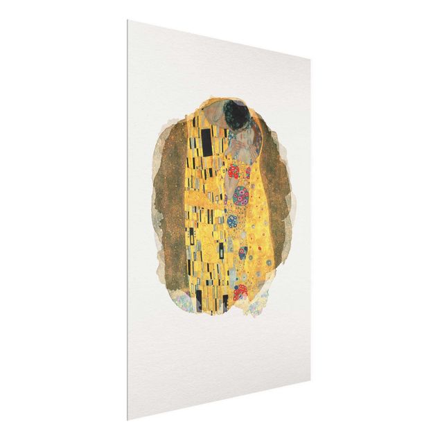 Quadro in vetro - Acquarelli - Gustav Klimt - The Kiss - Verticale 4:3