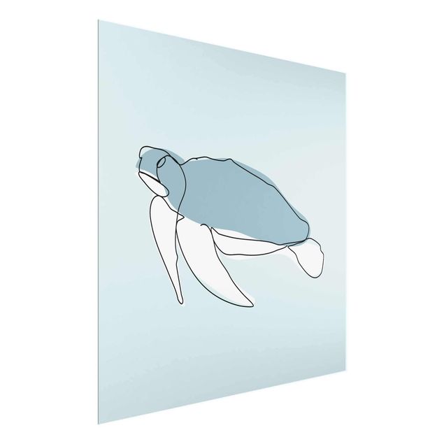 Quadro in vetro - Turtle Line Art - Quadrato 1:1