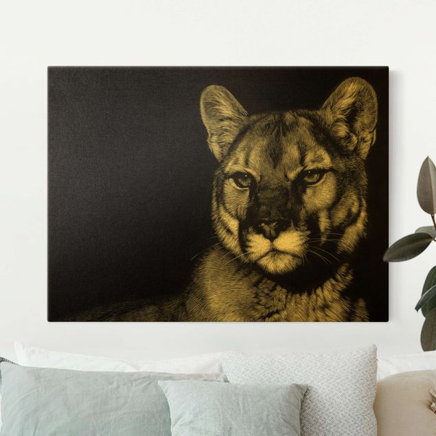 quadri con animali Puma su nero