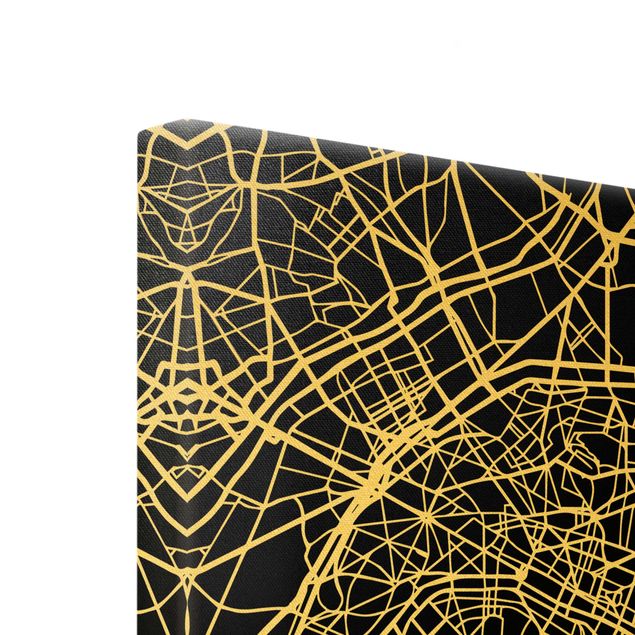 Quadro su tela oro - Pianta della città Parigi - Classico nero
