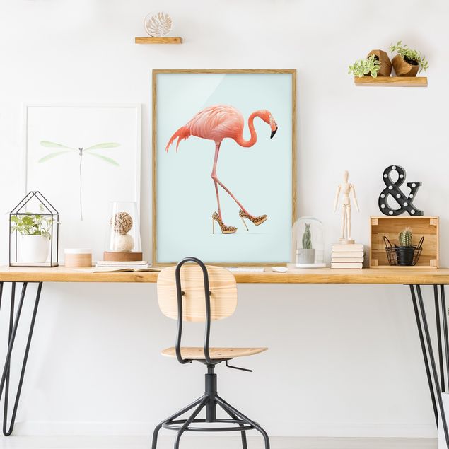 Poster con cornice - Flamingo con tacchi alti - Verticale 4:3