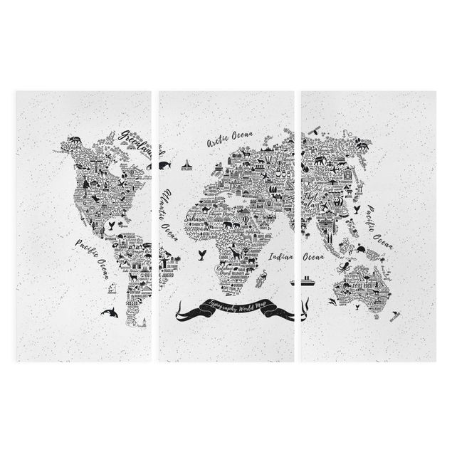 Quadri moderni per soggiorno Mappa del mondo - tipografica bianca