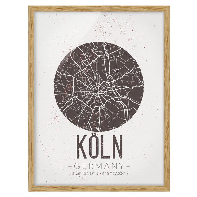 Poster con cornice - Cologne City Map - Retro - Verticale 4:3