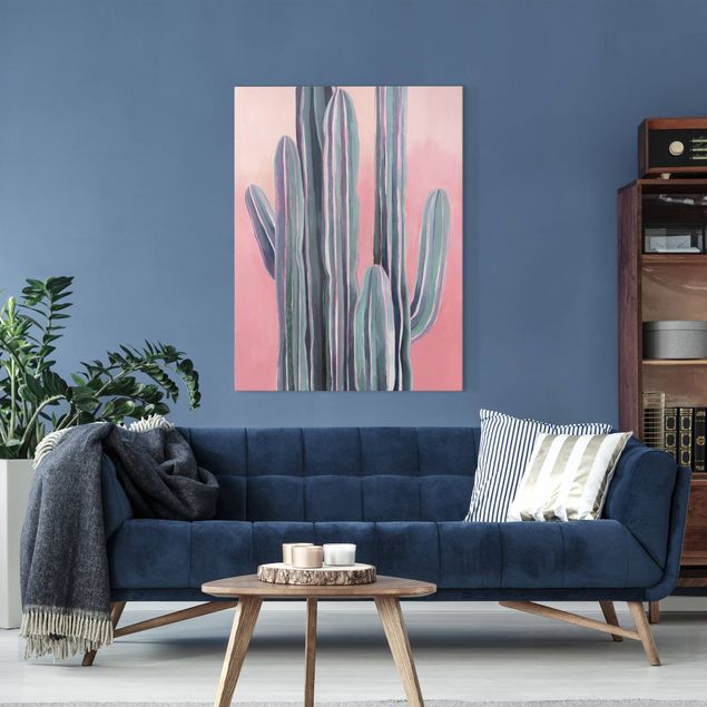 Quadri moderni per soggiorno Cactus in rosa I