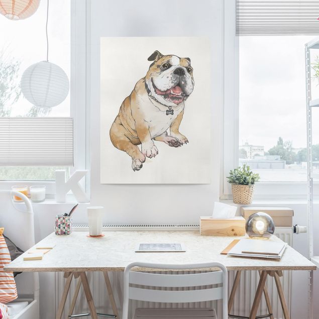 Quadri con cani Illustrazione - Cane Bulldog Pittura