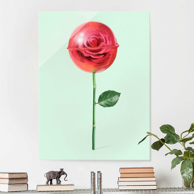 Lavagna magnetica in vetro Rosa con lecca-lecca