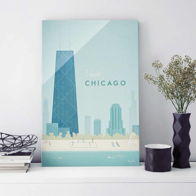 Lavagna magnetica in vetro Poster di viaggio - Chicago