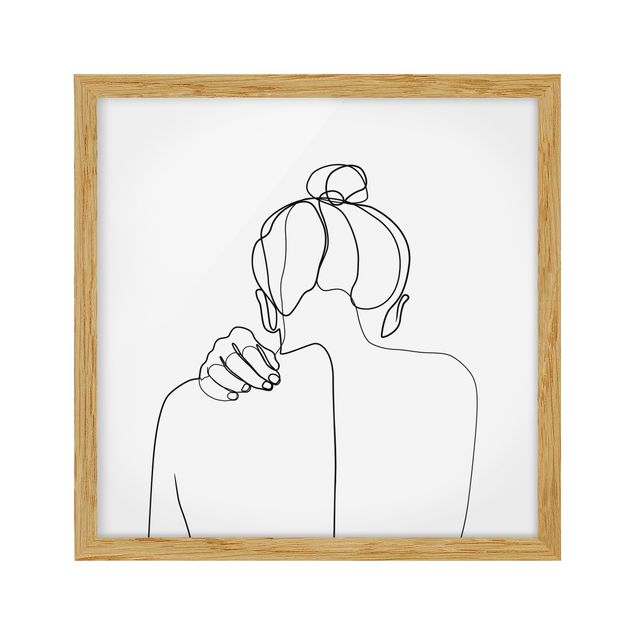 Poster con cornice - Line Art collo donna Bianco e nero - Quadrato 1:1