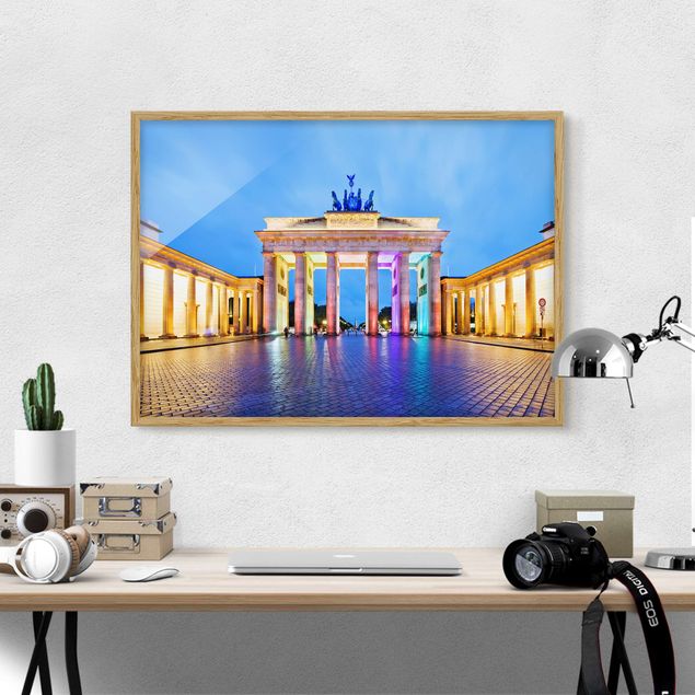 Poster con cornice - Illuminated Brandenburg Gate - Orizzontale 3:4