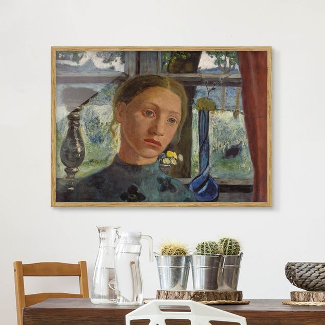 Poster con cornice - Paula Modersohn-Becker - Girl's Head In Front Of A Window - Orizzontale 3:4