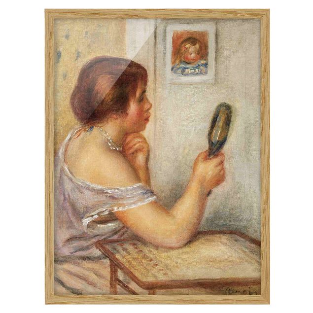 Poster con cornice - Auguste Renoir - Gabrielle Holding A Mirror Or Marie Dupuis Holding A Mirror With A Portrait Of Coco - Verticale 4:3