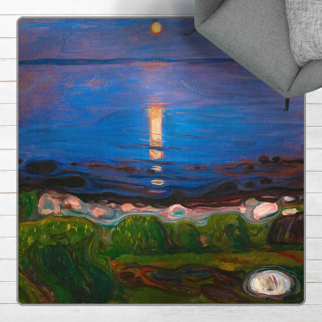 Tappeto blu soggiorno Edvard Munch - Notte d'estate sulla spiaggia