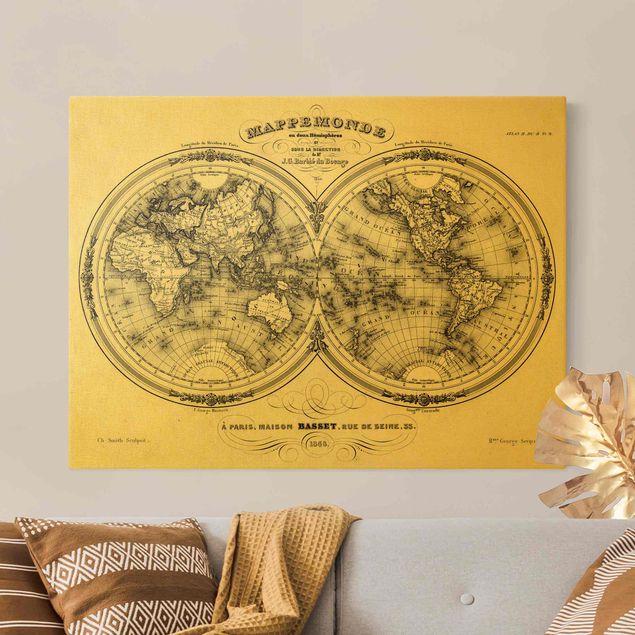 Stampe su tela Mappa del mondo - Mappa francese della regione di Cap del 1848