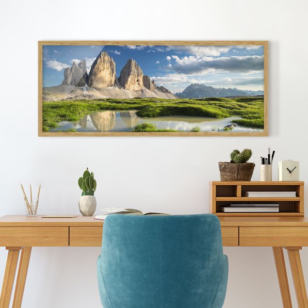 Poster con cornice - Merli Altoatesine E Wasserspiegelung - Panorama formato orizzontale
