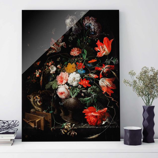 quadri con animali Abraham Mignon - Il bouquet rovesciato