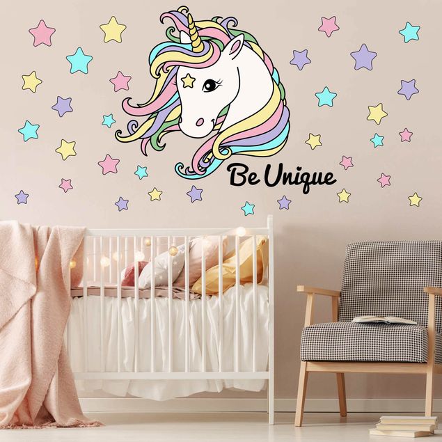 Adesivo murale - L'illustrazione unicorno è un pastello unico