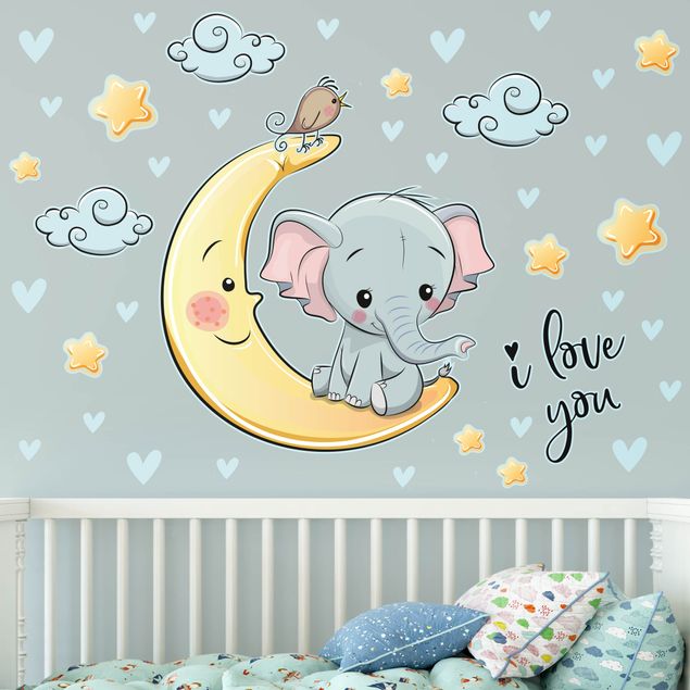 Adesivo murale - Elephant Moon ti amo