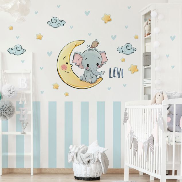 Adesivo murale - Elephant Moon con nome desiderato
