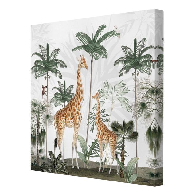 Quadri moderni per soggiorno L'eleganza delle giraffe nella giungla