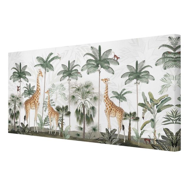 Quadri moderni per soggiorno L'eleganza delle giraffe nella giungla