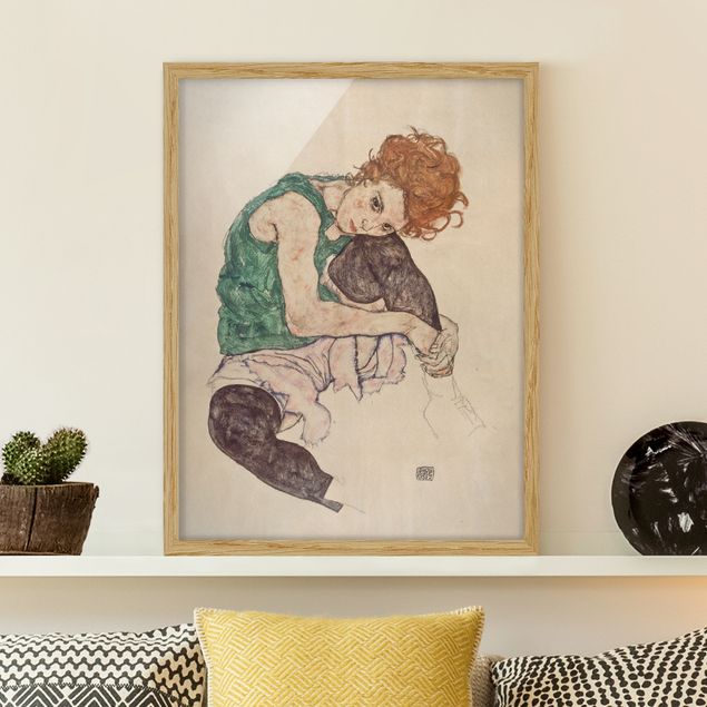 Egon Schiele Egon Schiele - Donna seduta con ginocchio alzato
