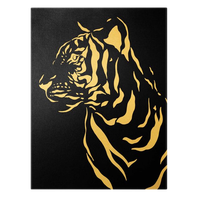 Stampe su tela Animali del Safari - Ritratto di tigre nero