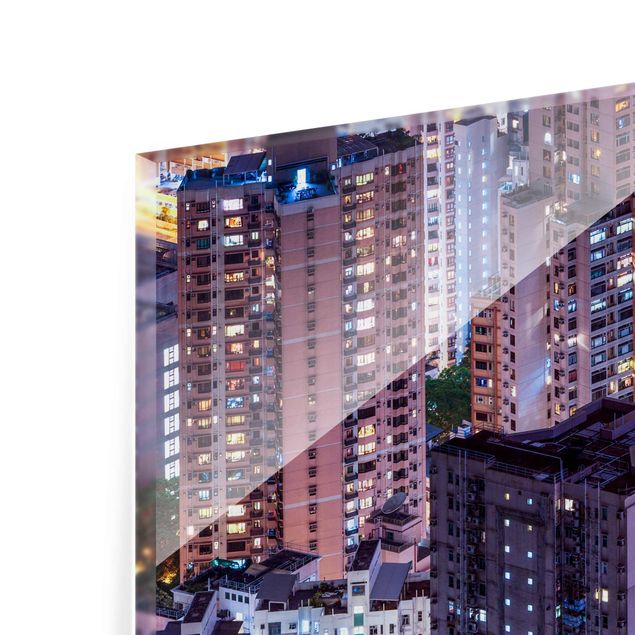 Quadro in vetro - Mare di luci di Hong kong