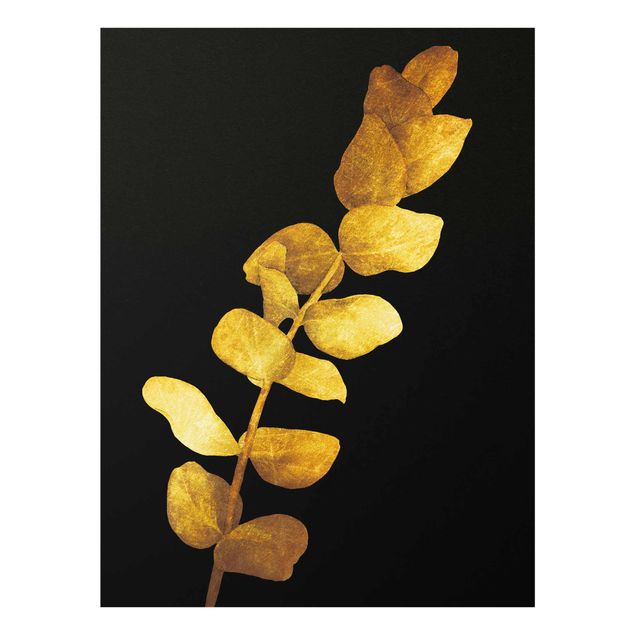 Quadro in vetro - Gold - Eucalyptus On Black - Verticale 4:3