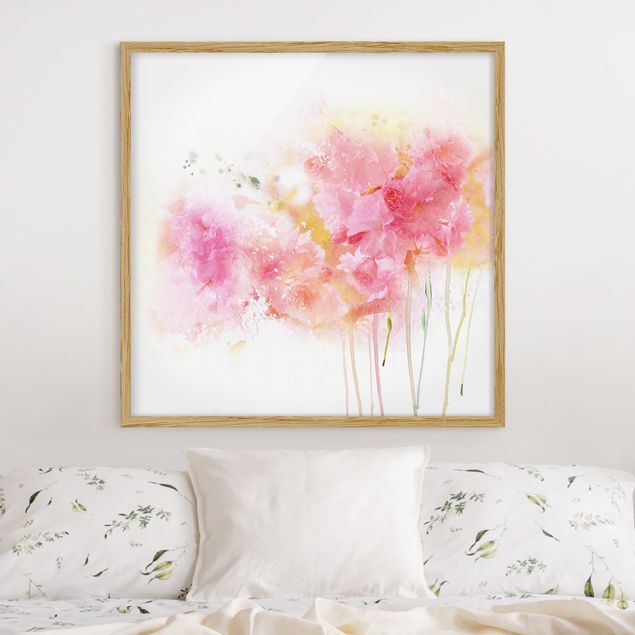 Poster con cornice - Watercolor Flowers Peonies - Quadrato 1:1