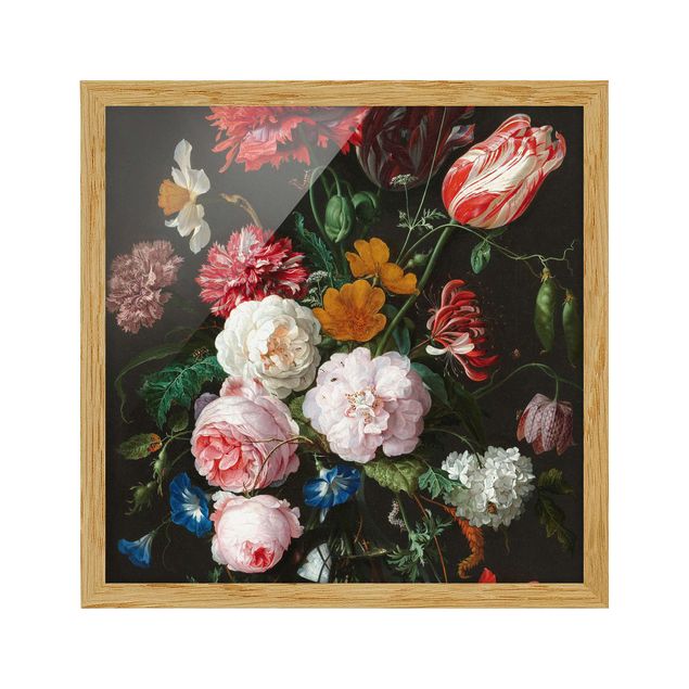 Poster con cornice - Jan Davidsz De Heem - Natura morta con fiori in un vaso di vetro - Quadrato 1:1