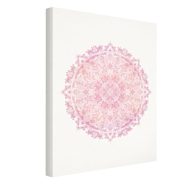Stampe su tela Mandala - Acquerelli Rosa Ornamento Rosa Chiaro