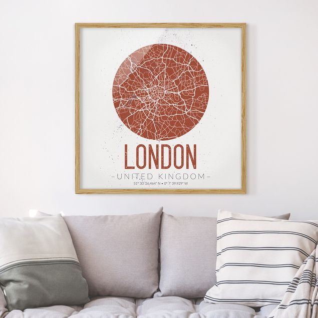 Poster con cornice - Mappa di Londra - Retro