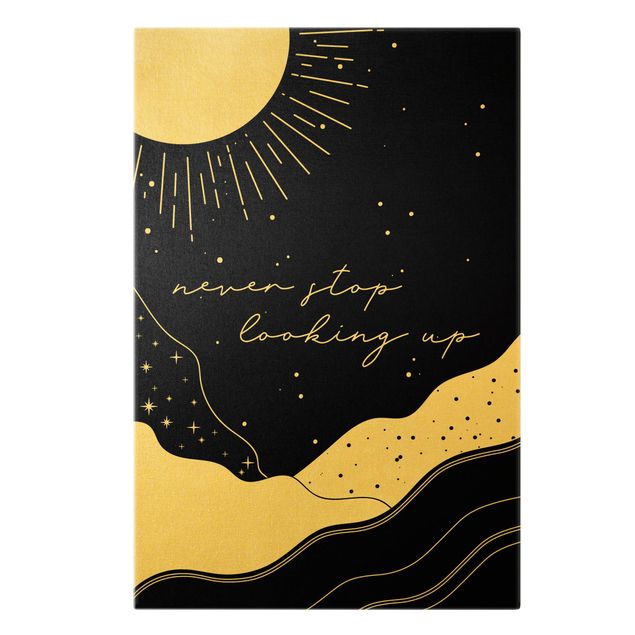 Quadro su tela oro - Paesaggio con stelle - Never stop looking up