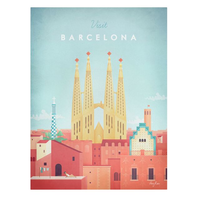 Stampa su tela - Poster viaggio - Barcellona - Verticale 4:3