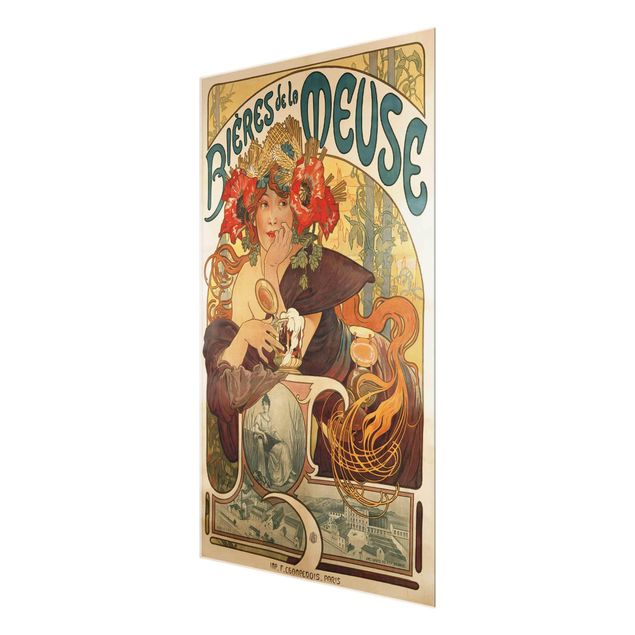 Quadro in vetro - Alfons Mucha - Poster For La Meuse Beer - Verticale 3:2
